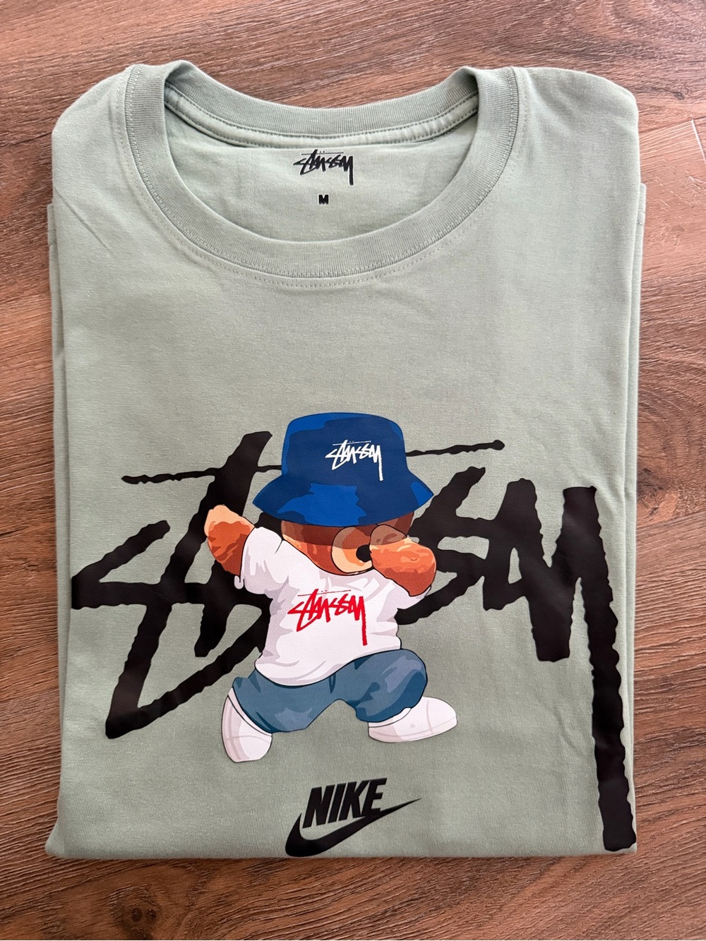 Stussy x Nike Bear w/Bucket Hat T-Shirt, size medium